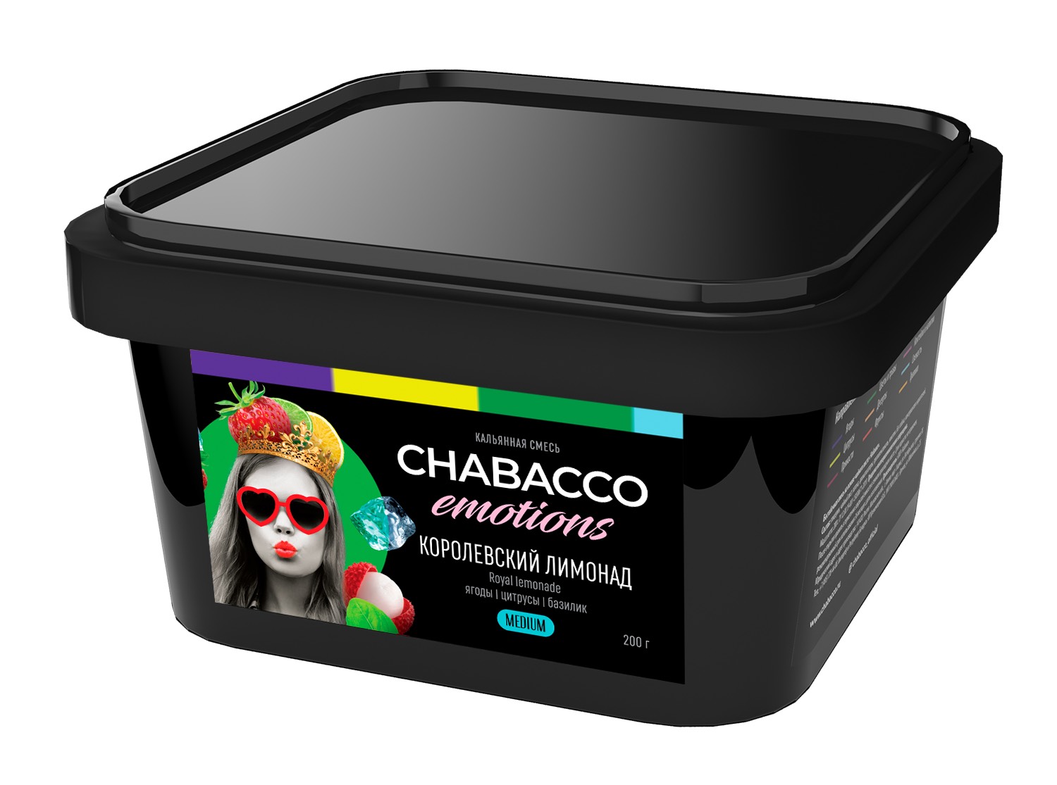 Бестабачная смесь для кальяна - CHABACCO EMOTIONS - ROYAL LEMONADE - ( с ароматом ягоды, цитрусы, базилик ) - 200 г