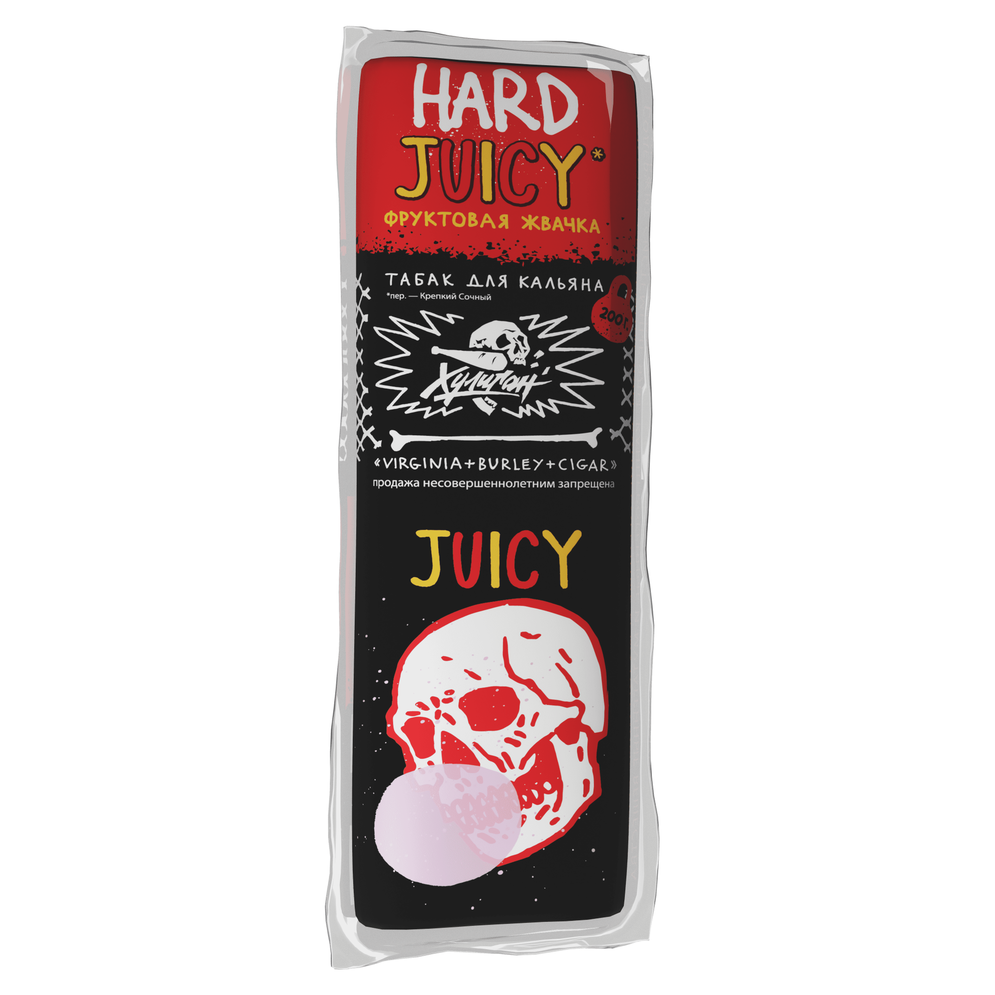 Табак для кальяна - Хулиган HARD - JUICY ( с ароматом фруктовая жвачка ) - 200 г